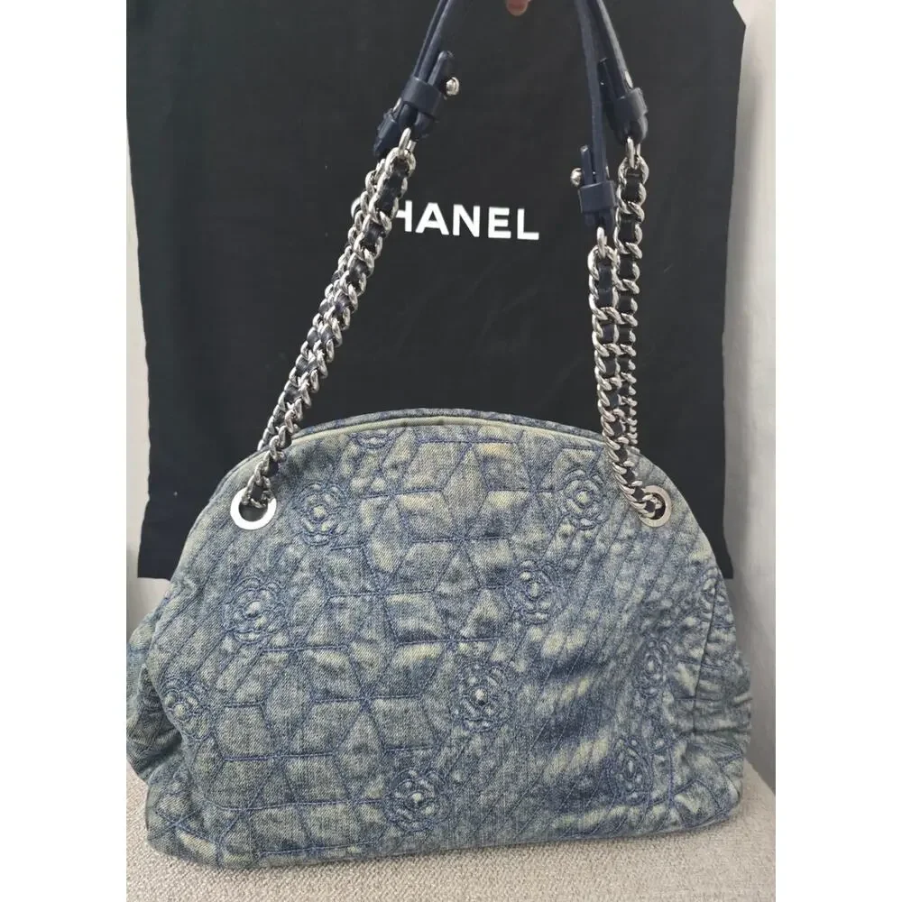 Chanel Denim Camellia Just Mademoiselle Bowler EUC & COA